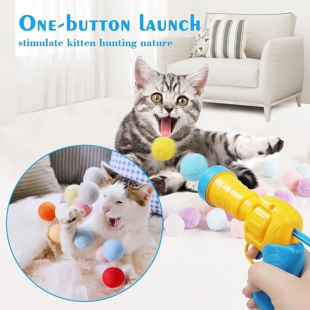 Plush Ball Shooting Gun For  Kittens- Buy 1 Get 1 Free