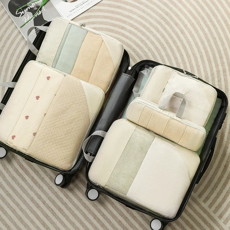 Compression Packing Cubes for Travel Suitcases