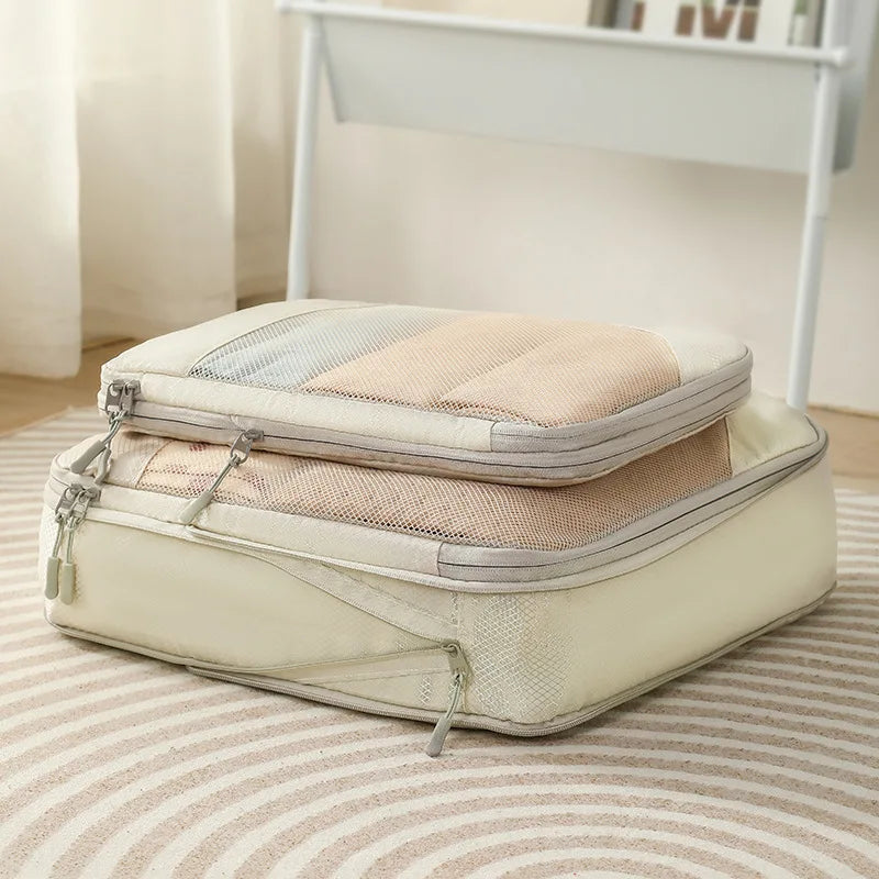 Compression Packing Cubes for Travel Suitcases