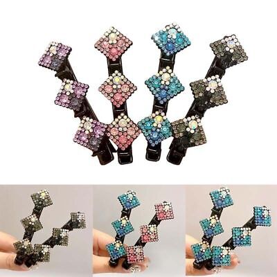 Sparkling Crystal Stone Braided Hair Clips