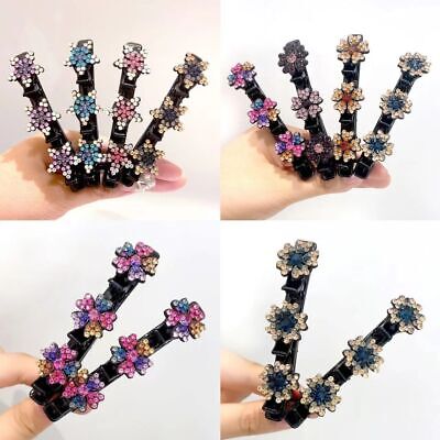 Sparkling Crystal Stone Braided Hair Clips