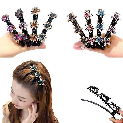 Sparkling Crystal Stone Braided Hair Clips