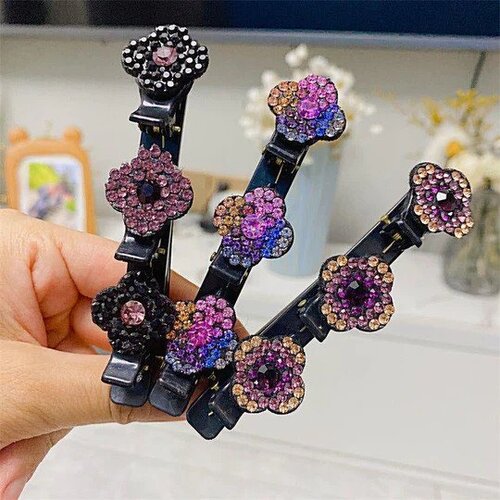 Sparkling Crystal Stone Braided Hair Clips