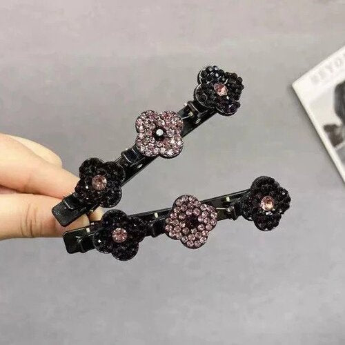 Sparkling Crystal Stone Braided Hair Clips