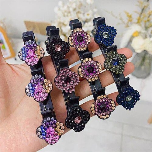 Sparkling Crystal Stone Braided Hair Clips