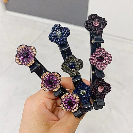 Sparkling Crystal Stone Braided Hair Clips